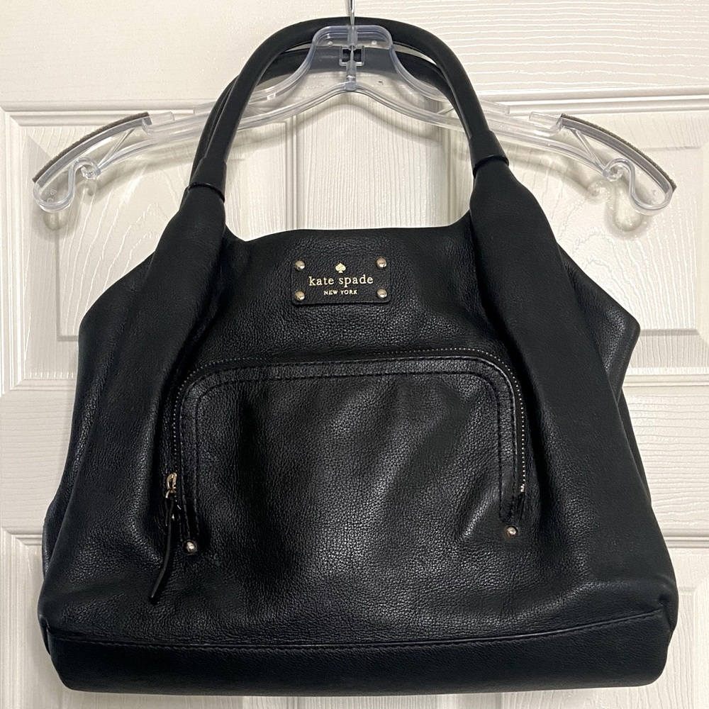 Kate Spade Baxter Street Stevie Black Leather Satchel Shoulder Bag Pre-Owned